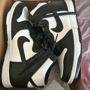 Nike Black and White Dunk High Sneakers
